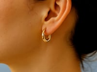 14k Yellow Gold Oval Hoop Earrings(5x20mm)