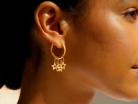 14K Yellow Gold Endless Star Charm Huggie Hoop Earrings