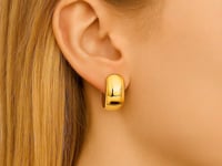 Wide Huggie Hoop Earrings in 14K Yellow Gold