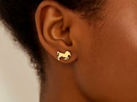 14K Yellow Gold Horse Earrings