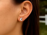 14k White Gold Post Earrings with Moons