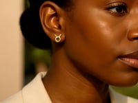14K Yellow Gold Taurus Stud Earrings