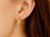 14k Yellow Gold Curb Huggie Hoop