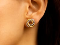 14k Two Tone Gold Love Knot Earrings