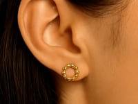 14K Yellow Gold Beaded Circle Earrings(6.8mm)