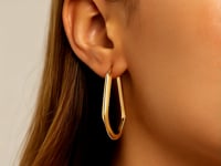 Geometric Oval Hoop Earrings in 10K Yellow Gold