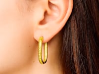Endless Engraved Paperclip Hoop Earrings in 14K Yellow Gold