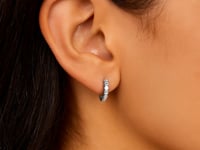 14k White Gold Petite Textured Round Hoop Earrings