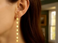 14k Yellow Gold Post Dangle Earrings with Polished Circles