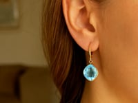 Drop Earrings with Blue Topaz Cushion Briolettes in 14k Yellow Gold
