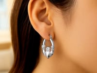 14K White Gold Claddagh Symbol Hoop Earrings