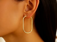 14k Yellow Gold Endless Large Paperclip Hoop Earrings