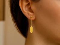 Hexagon Drop Earrings in 14K Yellow Gold