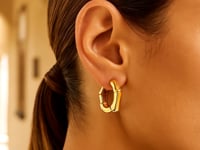 14k Yellow Gold Bamboo Huggie Hoops