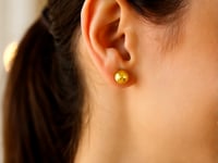 14k Yellow Gold Ball Earrings with Faceted Texture(7mm)