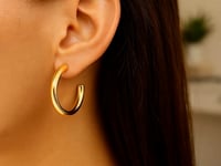 Round C Hoop Earrings in 14K Yellow Gold