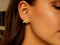 14K Yellow Gold X Earrings