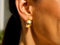 Omega Mixed Media Hoop Earrings in 14K Yellow Gold