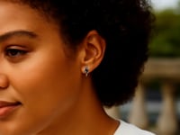 14k Yellow Gold and Enamel Black Lightning Bolt Stud Earrings