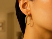 14K Yellow Gold Polished Oval Linked Hoop Earrings