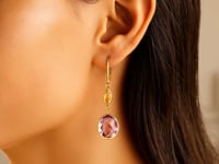 14k Yellow Gold Drop Earrings with Citrine and Amethyst Briolettes