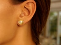 14K Yellow Gold Swirl Button Stud Earrings