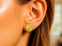 14K Yellow Gold Swirl Knot Stud Earrings