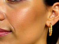 14K Yellow Gold Polished Medium Bead Hoop Earrings