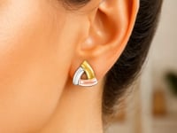 14k Tri-Color Gold Triangular Open Style Post Earrings