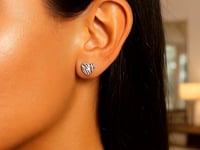 14K White Gold High Polish Scribble Heart Stud Earrings
