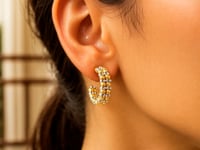 Gold Hoop Earrings with Pallina Beads in 14K Two Tone Gold (5.6x20mm)