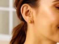 14k Yellow Gold Ball Earrings with Crystal Cut Texture(7mm)