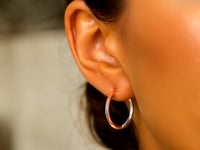 14k Rose & White Gold Hinged Hoop Earrings(2.5x20mm)