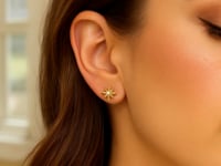 14K Yellow Gold High Polish North Star Diamond Earrings