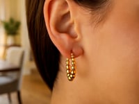 14k Yellow Gold Graduated Sphere Hoop Earrings(5x27mm)