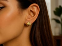 14K Yellow Gold Puffed Bubble Heart Stud Earrings