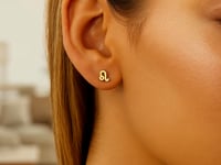 14k Yellow Gold Leo Stud Earrings