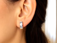 14k Two-Tone Gold Polished and Textured Hoop Style Earrings