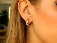 14K Yellow Gold Thick Post Hoop Earrings