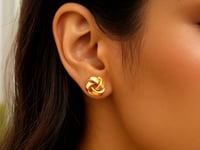 14k Yellow Gold Classic Love Knot Stud Earrings 