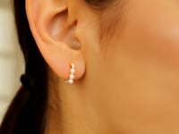 14k Yellow Gold Pearl Huggie Earrings