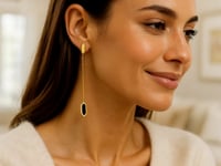 14K Yellow Gold Hexagon Onyx Drop Earrings