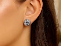 Sterling Silver Groove Textured Love Knot Earrings(14mm)