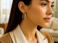 Sterling Silver Rhodium Plated Polished Motif Hoop Earrings (3x35mm)