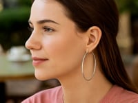 Sterling Silver Large Textured Round Hoop Earrings(1.6x70mm)