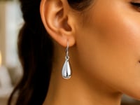 Sterling Silver Polished Puffed Teardrop Dangle Earrings