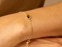 Adjustable Puffed Heart Draw String Bracelet in 14K Yellow Gold 