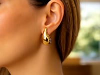Large Raindrop Stud Earrings in 14K Yellow Gold