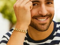 14k Yellow Gold Mens Bracelet with Rail Motif Links (5.00 mm)