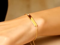 Adjustable Bracelet with Shiny Bar in 14k Yellow Gold (1.00 mm)